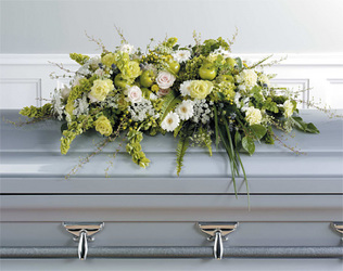 Green Casket Spray with Apple Accents
