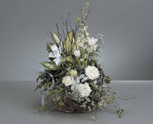 Traditional Dish Garden with White Floral Accents
