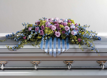 Delphinium & Lavender Rose Casket Spray