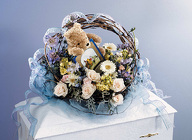 Child's Blue & Ivory Faux Basket Casket Spray