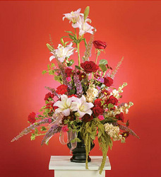 Red and Pink Arrangement with Lillies