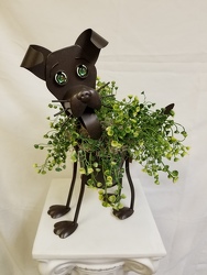 Metal Buddy Dog Planter 