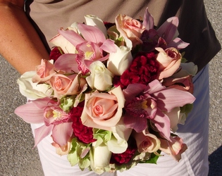 Pink Cymbidium Orchid bouquet