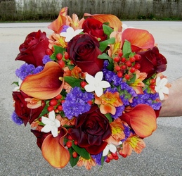 Orange and Purple Bridal Bouquet
