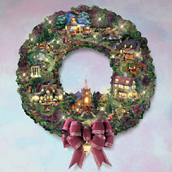 Lamplight Village Wreath by Thomas Kinkade 