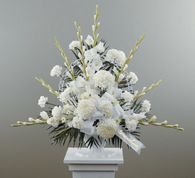 Traditional Funeral Spray with Gladiolus & Football Pompons