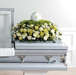 Soccer Themed Half Couch Casket Spray Soccer Themed Half Couch Casket Spray