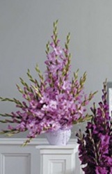 Lavender Gladiolus Pedestal Arrangement