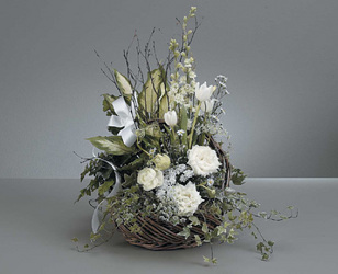 Traditional Dish Garden with White Floral Accents 