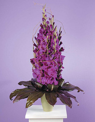 Stylized Purple Gladiolus with Ti Leaves 