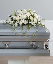 White Half Couch Casket Spray