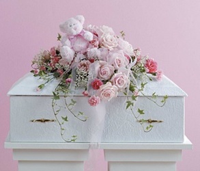 Pink Infant Casket Spray with Plush
