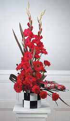 Red Arrangement with Racing Accents 