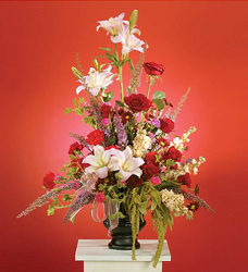 Red and Pink Arrangement with Lillies 