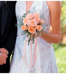 Hand-Tied Peach Rose Bouquet 