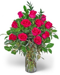 One Dozen Hot Pink Roses